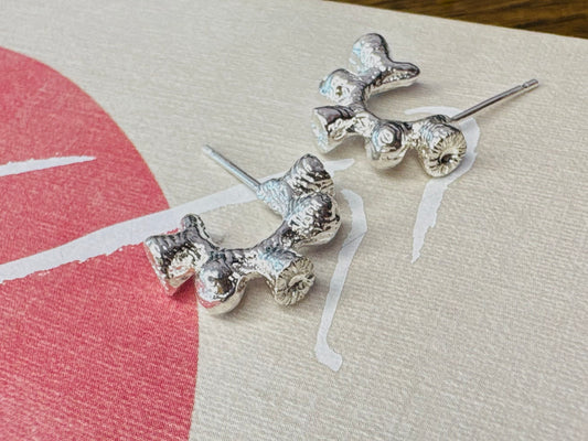 -E-T-C-H-E-D- Silver Hoops -