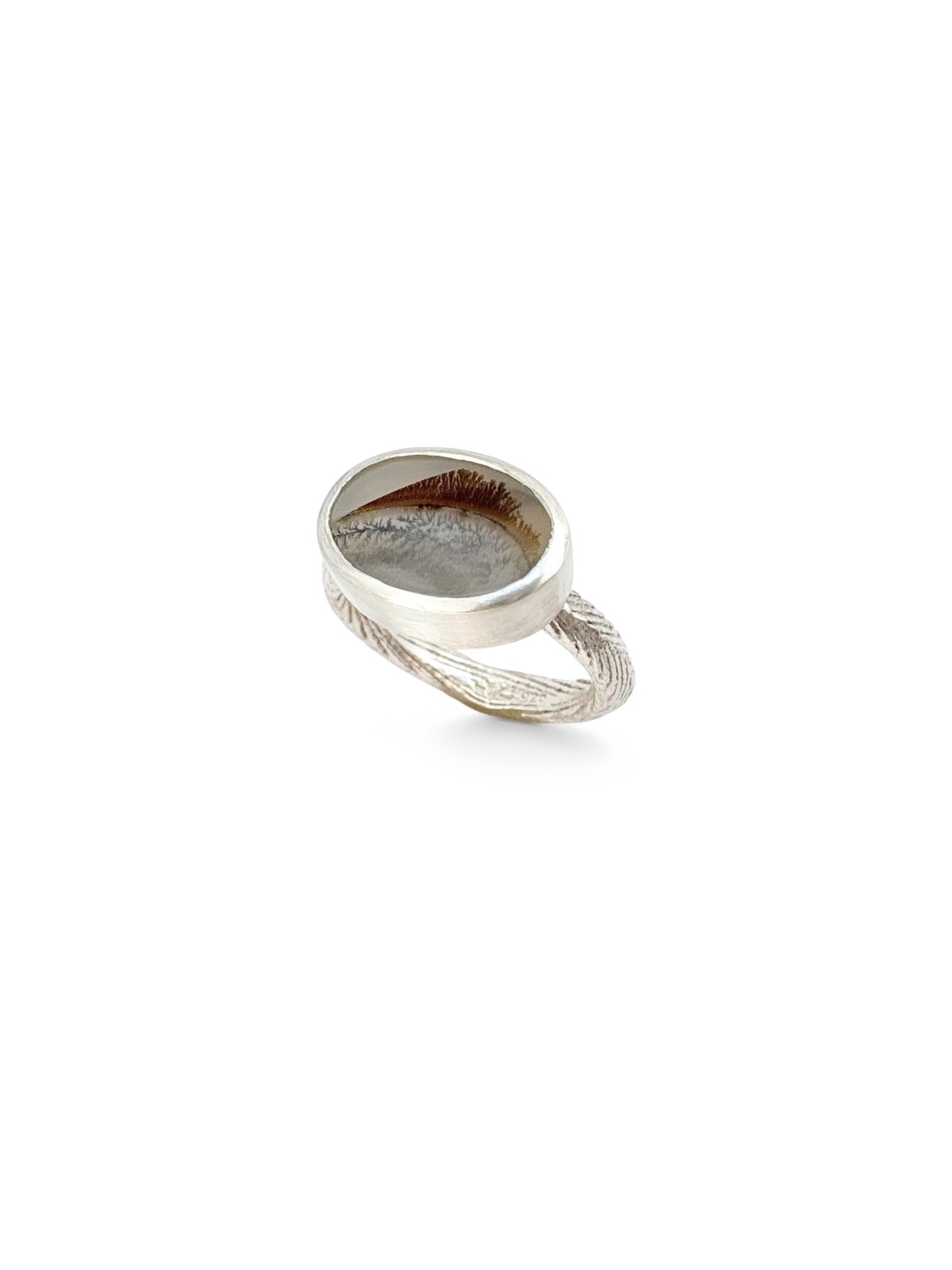 Dendritic Ring — silver ring set with a dendritic agate