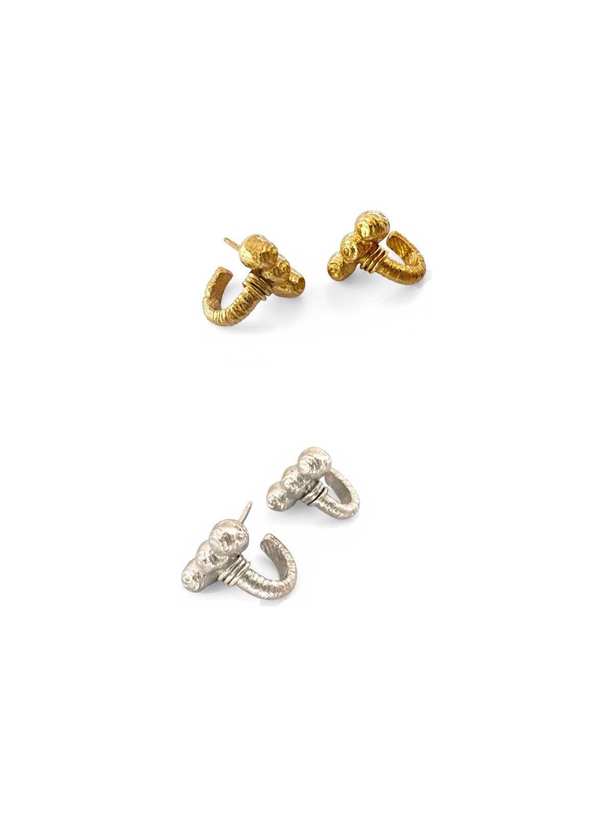 Etched Wraparound — wraparound earrings in gold and silver
